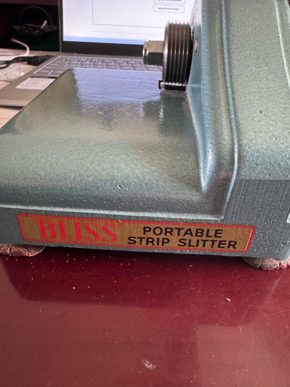 Portable strip slitter by Bliss metal tool